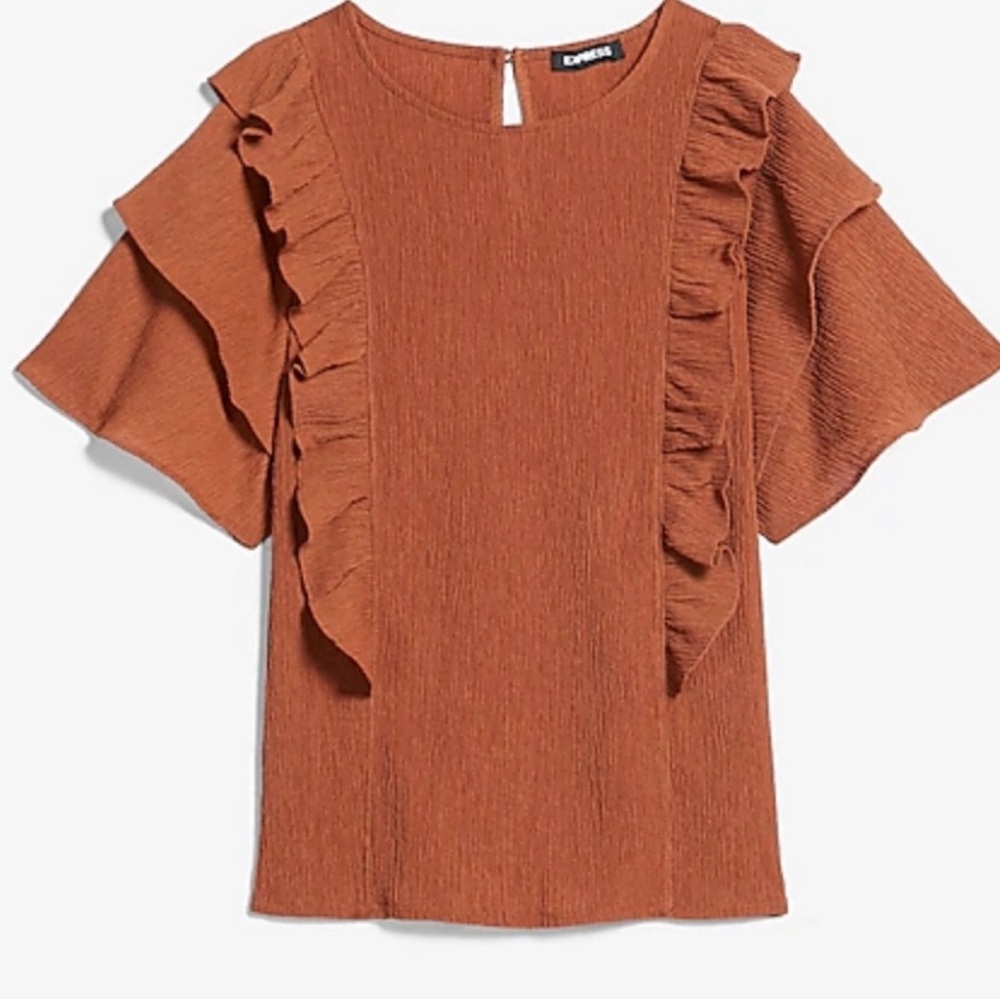Express Ruffle Top | Flutter Sleeve | Stretch | Size XS